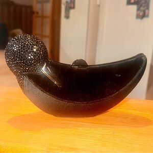 Rare RODO Black Velvet, Silk & Swarovski Crystal Encrusted Duck Purse